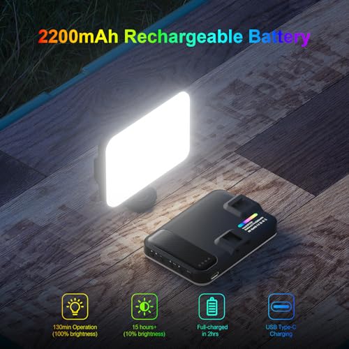 Hagibis RGB Camera Light,360°Full Color Portable Video Light LED Photo Light w Cold Shoe,2200mAh Rechargeable CRI97+,20Effects Lighting for Photography/Advertising Poster/Short Film (RGB-Black)