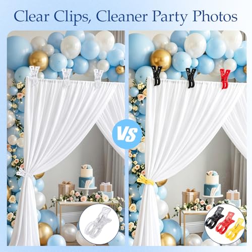 Voyzoz 10 Pack Clear Spring Clamps, 3.5 Inch Plastic Balloon Arch Clips for Backdrop Stand, Birthday Party Decoration, Crafts, Photography Studio