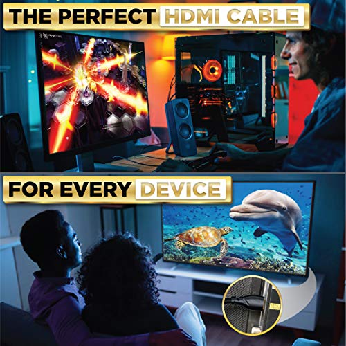 PowerBear 4K HDMI Cable 20 ft 1 Pack Long Hdmi Cable, Braided Nylon & Gold Connectors, 4K @ 60Hz, Ultra HD, 2K, 1080P, ARC & CL3 Rated | for Laptop, Monitor, PS5, PS4, Xbox One, Fire TV, & More - size: 20.0 ft