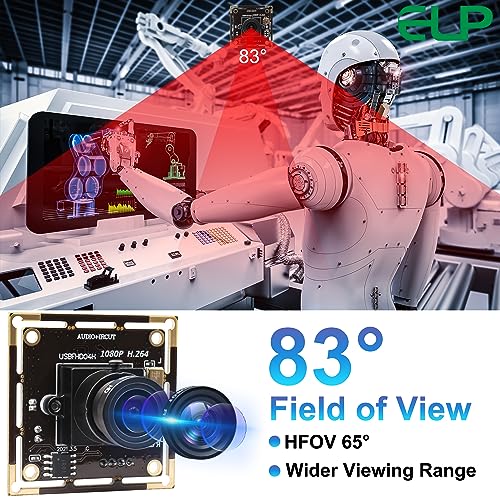 ELP 2.8mm Lens Raspberry Pi 1080P H.264 Microphone PC Web USB Security Camera for Computer Mini UVC USB2.0 Video Audio Webcam Board 2MP CMOS AR0330 Lightburn Laser Camera for Laptop - size: 2.8mm lens