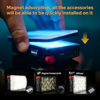 Aputure MC Pro RGBWW On Camera Video Light,5W High Brightness 1585 Lux at 0.5m,2000-10000K Adjustable Magnetic Attraction and IP65 Weatherproo for Photography,Videographer