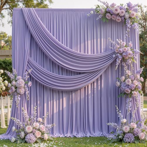10ftx10ft Wrinkle Free Lavender Backdrop Curtain for Parties, Polyester Photo Backdrop Drapes Purple 2 Panels 5x10ft for Wedding Birthday Photography Background Indoor Outdoor - color: Lavender, size: 10ftx10ft