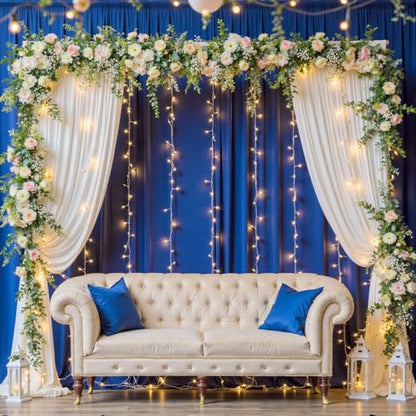 10ftx12ft Wrinkle Free Royal Blue Backdrop Curtain, 2 Panels 12FT Height Royal Blue Wedding Backdrop Drapes, Silky Polyester Back Drop Cloth for Birthday Photography Background Party Backdrop Draping - color: Royal Blue, size: (W)5ft x (H)12ft (2 Panel)