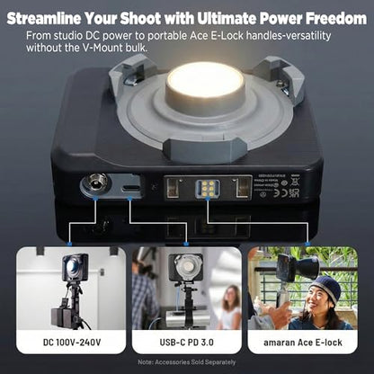 Amaran Ray 60c RGB LED Monolight, 60W Full Color COB Video Light with Octa Dome 30 Softbox for Travel, USB-C PD Power, IP54, OmniColor Engine, 2,300K-10,000K, App/NFC Control, Bowens Mount - color: Ray 60c