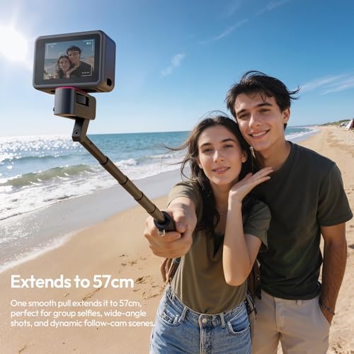 ULANZI MT98 2-in-1 Selfie Stick & Tripod for Action Camera, 1/4'' Mount & Adjustable 180°, 5 Section Extended to 57cm, Load Capacity ≤ 500g, Compatible for Insta360 X5/X4/X3/ONE X2/GO 3s/DJI Osmo 360