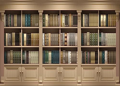 BELECO 7x5ft Fabric Bookshelf Backdrop Library Study Room Office Bookcase Books Background for Video Conference Zoom Meeting Home Office Decoration Photo Booth Studio Props - size: 7x5FT