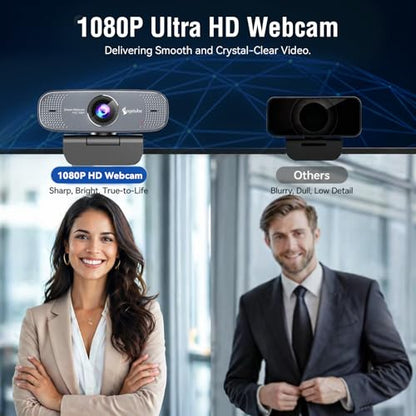 1080P Webcam with Microphone 1080P Web Cam Computer Caemra with Autofocus HD Web cam Plug&Play USB PC Webcam Streaming Camera for Laptop, Desktop, PC, Mac,Web Cam Works w/Zoom/Teams/Facetime/YouTube