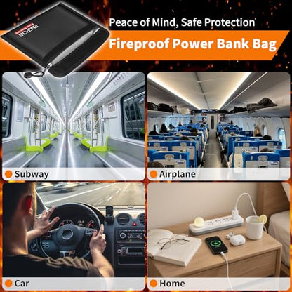 ENGPOW Fireproof Organizer Travel Bag,Heat Insulated＆Explosion-Proof Electronic Carry Case,Portable Home Travel Safe Storage for Power Bank,Phone,Cables,USB Drive＆Charging Protection, 10.6''x6.7'' - size: 10.6'' x 6.7''