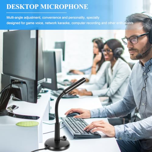 HOMSFOU USB Microphone Desktop Microphone for Computer and Laptop Adjustable Angle Mic with Stable Pedestal for Game Voice Chat Live Streaming Podcasting Computer Accessory