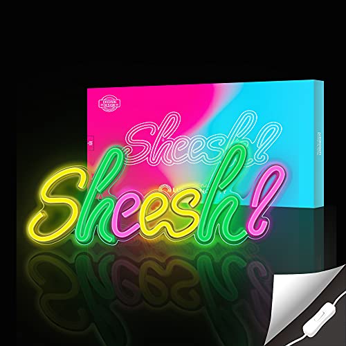 Lumoonosity Sheesh Neon Sign - Meme Sheesh Led Neon Lights for Gamers/Streamers/Influencers - Cool Sheesh Led Signs with On/Off Switch for Wall, Bedroom, Game Room Decor - 18.5 x 7.1-Inch - style: SHEESH