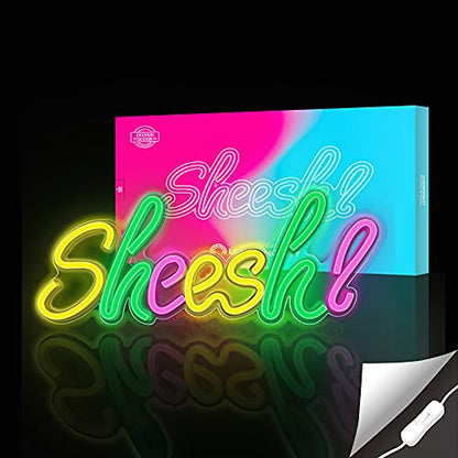 Lumoonosity Sheesh Neon Sign - Meme Sheesh Led Neon Lights for Gamers/Streamers/Influencers - Cool Sheesh Led Signs with On/Off Switch for Wall, Bedroom, Game Room Decor - 18.5 x 7.1-Inch - style: SHEESH