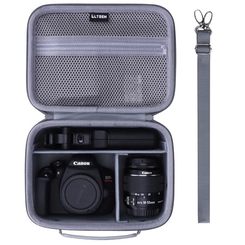 Camera Case Bag Compatible with Canon EOS Rebel T7/R50/R6 Mark II/R100/R50 V/T6/R8/R10/R5 Mark II/RP/R7/5D Mark IV/SL3/R5/T100 DSLR Camera, Len and Tripod with 4 Dividers and Shoulder Strap, Gray - color: Gray, size: Small