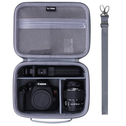 Camera Case Bag Compatible with Canon EOS Rebel T7/R50/R6 Mark II/R100/R50 V/T6/R8/R10/R5 Mark II/RP/R7/5D Mark IV/SL3/R5/T100 DSLR Camera, Len and Tripod with 4 Dividers and Shoulder Strap, Gray - color: Gray, size: Small