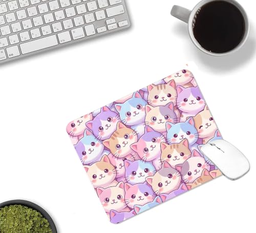 Colorful Cute Cat Lovers Gifts Mouse Mat, Waterproof Non Slip Rubber Base Mouse Pad for Office Laptop, 9.5x7.9x0.12 Inch - color: Cute Cats