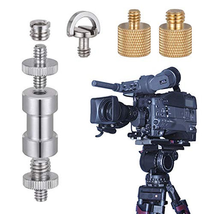 Camera Screw Adapter, KWOKWEI 19pcs 1/4 Inch and 3/8 Inch Converter Female Male Threaded Screws Mount Set, Metal Thread Adapter Converter 360°Camera Ball Head for Monopod, Ball Head - style: B-19Pack