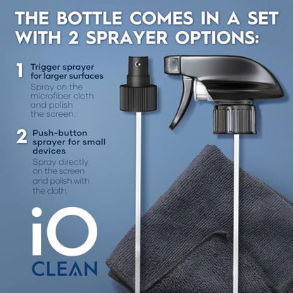 Screen Cleaner Spray (16oz+16oz) – Best Large Cleaning Kit for LCD LED OLED TV, Smartphone, iPad, Laptop, Touchscreen, Computer Monitor, Other Electronic Devices – 2 Microfiber Cloths and 4 Nozzles - size: 32 Fl Oz (Pack of 2)