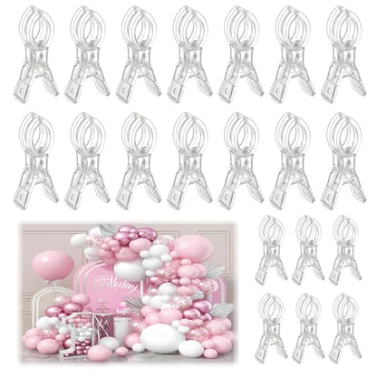 20 Pack Plastic Transparent Balloon Arch Clips for Backdrop | 3.5 Inch Heavy-Duty Spring Clamps for Birthday Decoration Accessories Beach Towels Crafts Swimming Pool Photography Studios