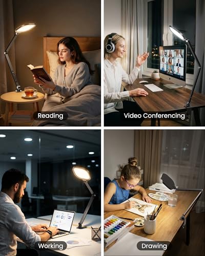 LitONES Remote LED Desk Lamp with Clamp – Professional Home Office Lighting for Zoom Meeting/Video Call/Reading, 2000LM Eye-Caring Dimmable Light with 30 Light Modes, Memory, Timer, CRI 97.8