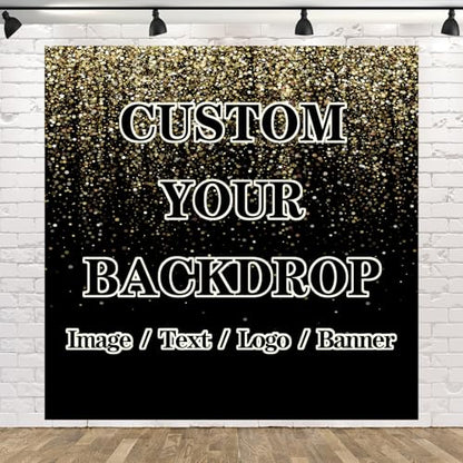 BELECO 10x8ft Fabric Custom Backdrop with Picture Logo Text Customize Your Design Personalized Background Customized Backdrop Banner Birthday Wedding Christmas Party Decoration Photoshoot Studio Prop - size: 10x8FT