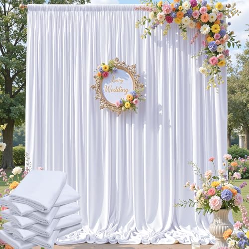 40×12ft White Wrinkle Free Backdrop Curtain, Soft Silky Easy to Drape Wedding Drapes for Backdrop, 8 Panels 12 ft Long Backdrop Curtains for Parties Birthday Baby Shower Photo Photography Background - color: White, size: 12ft Long_8 Panels
