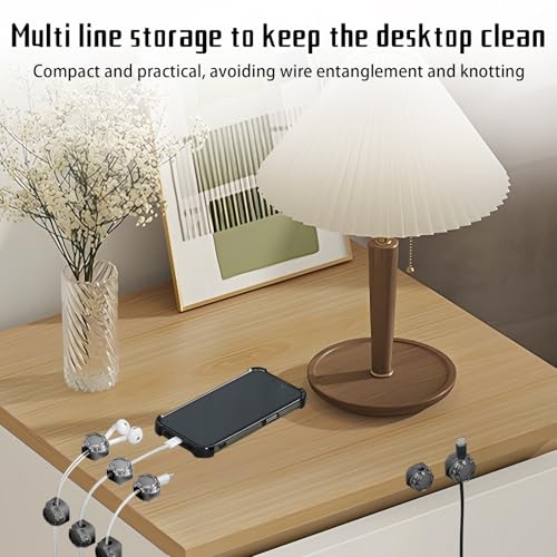 Magnetic Cable Organizer Set, 8 Pcs Easy Adhesion Desk & Wall Mount Holders for Mobile Phones and USB Cables, Perfect for Office, Kitchen, Car, and Bedside Use (Black)