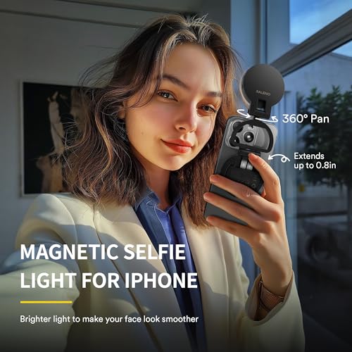 RALENO Magnetic Selfie Light for MagSafe iPhone, Phone Light with Magnetic Mount & Convertible Stand for Selfies TikTok Vlog Zoom Makeup, Featuring 850Lux/0.3m Ring Lighting and 30 Lighting Modes