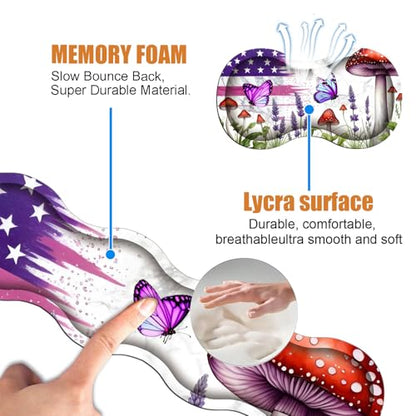 4 in 1 Ergonomic Keyboard Wrist Rest & Mouse Pad Wrist Rest Set, Large XXL Gaming Desk Mat 31.5"x 11.8" with Non-Slip Base, Memory Foam for Home Office Study Gaming, American Flag Mushroom Butterfly - color: American Flag Mushroom Butterfly