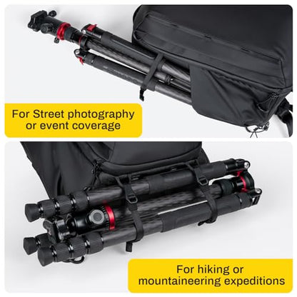 RaLeno Camera Backpack Bag, 22L+5L (Expandable Compartment) Waterproof Camera Case with Quick-Access Side Pocket for DSLR SLR Mirrorless Camera Compatible with DJI Mavic Drone/16 Laptop/Tripod Holder