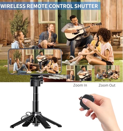 Magnetic Phone Tripod Stand, Portable Mini Selfie Stick for iPhone 16/15/14/13/12 & MagSafe, Aluminum Angle-Adjustable Foldable Strong Magnet Phone Holder, Travel Essentials, Included Metal Ring - color: Iron Black