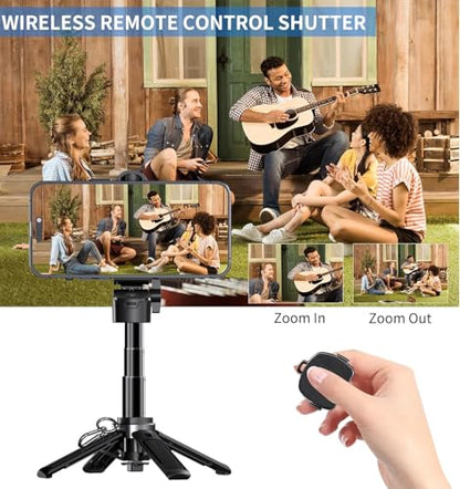 Magnetic Phone Tripod Stand, Portable Mini Selfie Stick for iPhone 16/15/14/13/12 & MagSafe, Aluminum Angle-Adjustable Foldable Strong Magnet Phone Holder, Travel Essentials, Included Metal Ring - color: Iron Black