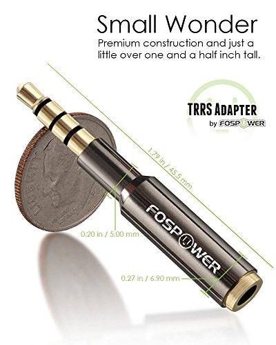 FosPower 3.5mm Male to Female Auxiliary Stereo Audio Headphone Jack AUX Adapter, 4-Conductor TRRS for iPhone, Smartphones, Tablets, Speakers, Microphone & Card Readers (3 Pack) - size: 3 Pack