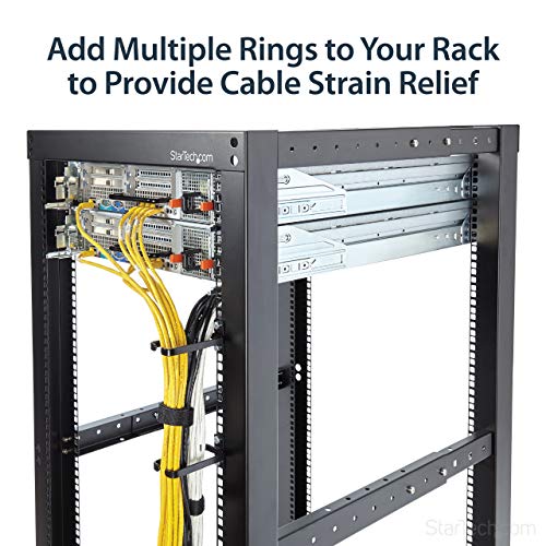 StarTech 1U Vertical 1.8 x 3.9in Cable D-Ring Hook for Racks (CMHOOK1UN) | 4.5 x 10cm steel ring, Fits 2 and 4-post 19in and 10in racks, Wide front opening, EIA RS-310-D, Reduces strain - size: 1.8 x 3.9in, style: 1U Vertical Single Unit Sm