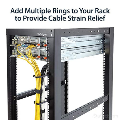 StarTech 1U Vertical 1.8 x 3.9in Cable D-Ring Hook for Racks (CMHOOK1UN) | 4.5 x 10cm steel ring, Fits 2 and 4-post 19in and 10in racks, Wide front opening, EIA RS-310-D, Reduces strain - size: 1.8 x 3.9in, style: 1U Vertical Single Unit Sm