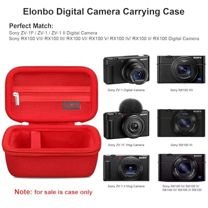 Case for Sony ZV-1F/ ZV-1/ ZV-1 II/Sony RX100 VII/ RX100 III Digital Camera | Sony ZV-1F/ ZV-1/ ZV-1 II/ RX100 VII Digital Camera Carrying Case, Hard Travel Protective Bag, Pocket fits Accessories, Red - color: Red