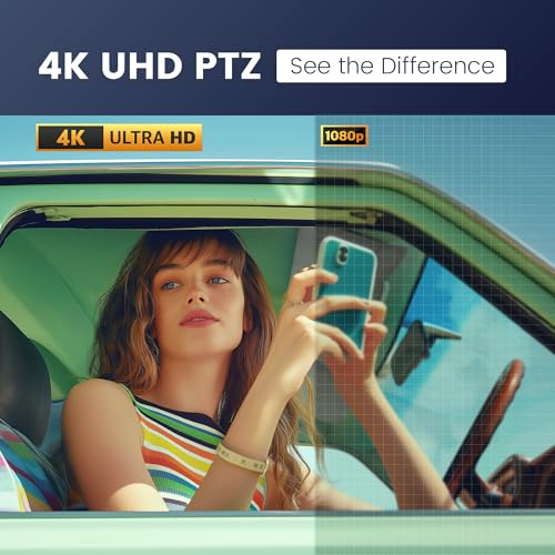 TONGVEO 4K PTZ Camera with AI-Powered Auto-Tracking & Gesture Control 5X Digital Zoom USB 3.0 120-Degree Wide-Angle PTZ Webcam for Video Conference YouTube/Teams/Zoom Meeting Live Streaming - color: Black