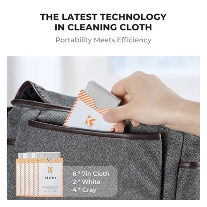 K&F CONCEPT 6 Pack Lens Cleaning Cloth | Microfiber Cleaning Cloth | Glasses Cleaning Cloths | Eyeglass Lens Cleaner | Eyeglasses, Camera Lens, VR/AR Headset, and Screen Cleaning | White & Grey