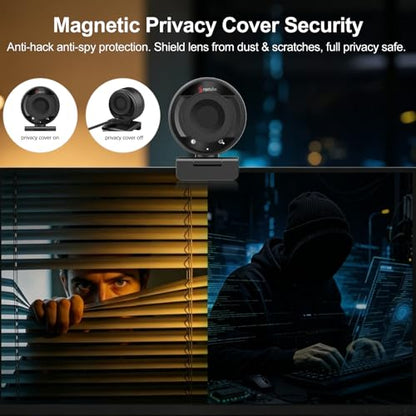 Angetube 4K Webcam for PC&Mac, 1080P@60fps Autofocus Webcam with Microphone | 2 Mics, 8X Digital Zoom 78° FOV, Privacy Cover, Plug & Play, USB Webcam 4K for Computer Windows, Meetings, Streaming, Laptop