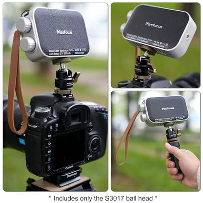 MINIFOCUS Metal Ball Head Camera Mount 360 Rotating with 1/4" Screw and Cold Shoe Adapter, 11lbs/5kg Load for 1/4" Tripod, Monopod, DSLR, Flash, Cell Phone Holder, Action Camera - color: S3017