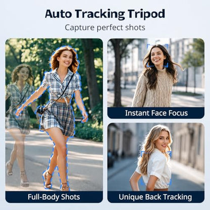 UBeesize 67'' Auto Face Tracking Phone Tripod, 360° AI Follow Selfie Stick with Remote, Adjustable Tripod Stand for iPhone 17/16/15/14/13 & Android, for TikTok, Vlogging & Video Recording