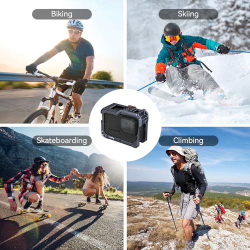 SMALLRIG Hero13 / Hero12 / Hero11 / Hero 10 / Hero 9 Black Cage for GoPro, Compatible with the Lens Filter Max Lens on Camera, with 2 Cold Shoe Mount for Microphone and Led Video Light - 3084C