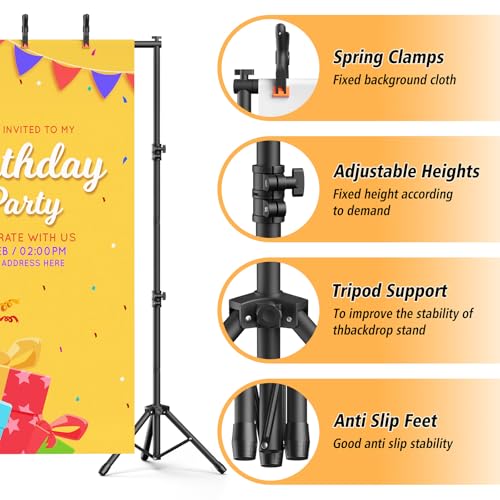 Forlogic Backdrop Stand 10x7.5ft(WxH), Heavy Duty Adjustable Photo Back Drop Stand kit, Suitable for Party, Photography, Weddings