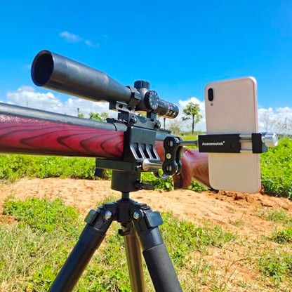AUSCAMOTEK Aluminum Phone Mount with 1/4 Inch Screw for Tripods – 360° Adjustable Arm, Fits 2 to 3.6 Inch Phones, Vertical or Horizontal Shooting for Hunting, Shooting, Filming, and Outdoor Use
