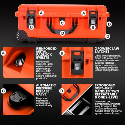 NANUK 935 Pro Photo Kit – Waterproof Travel Camera Hard Case with Padded Dividers and Wheels, 22” x 14” x 9” - Dustproof and Impact Resistant, Airline Carry-On Approved – Orange | IP67 Waterproof and Dustproof Nk-7 Resin Wheeled Case, Powerclaw Latches, P