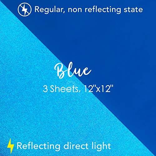 Turner Moore Edition Blue Reflective Vinyl Permanent Adhesive, 12x12 Sheets Reflective Vinyl for Cricut, Cars, Bikes, Decals, Stickers, Signs, Helmets, Mailbox, Numbers, Reflective Tape (3-Pack) - color: Blue