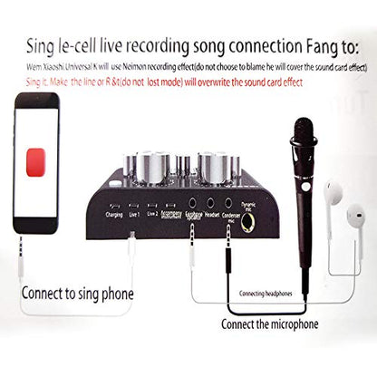 V8 Karaoke Recording & Broadcast Audio Mixer - USB External Sound Card for Live KTV, Recording & Voice Chatting