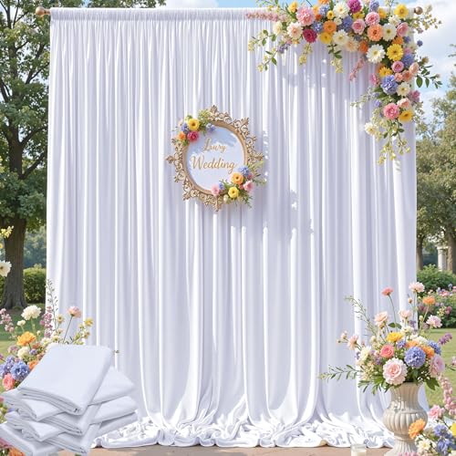 30×12 ft White Wrinkle Free Backdrop Curtain, Soft Silky Easy to Drape Wedding Drapes for Backdrop, 6 Panels 12ft Long Backdrop Curtains for Parties Birthday Baby Shower Photo Photography Backgrounds - color: White, size: 12ft Long_6 Panels