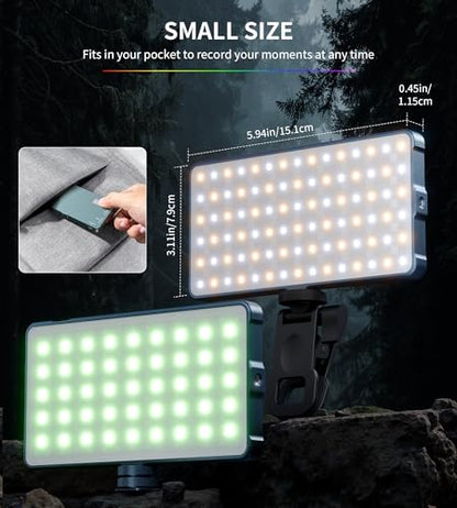 Selfie Camera Phone Light with Metal Hotshoe & Clip, 135 LED CRI 96+ 2500K-9900K 4000mAh RGB Video Light for iPhone, Cameras, Selfie, Video Conference, TikTok Live Streaming, Gifts for Women & Mom - size: 135 LED