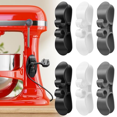 6PCS Upgraded Cord Organizer for Appliances, Kitchen Appliance Cord Organizer Stick On, Appliance Cord Wrappers, Cord Holder, Cord Winder for Air Fryer, Blender, Coffee Maker, Pressure Cooker, Toaster - color: White Black Grey
