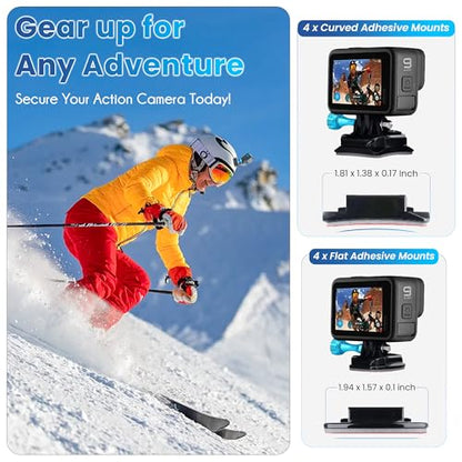 Helmet Mount Adhesive Sticky Pads for GoPro Hero 13 12 11 10 9 8 MAX Go Pro 7 6 5 4 3 2 1 Session Insta 360 DJI Osmo Campark SJCAM AKASO Action Cameras Buckle Mounts Adapter Accessories Mounting Kit