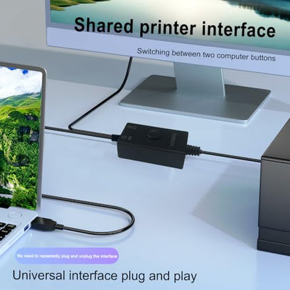 14.7FT Printer Cable Splitter 2 in 1 Out,Printers Cable with Toggle Switch for Two Computers Share Printer、Keyboard、Mouse、Scanner、USB External Devices